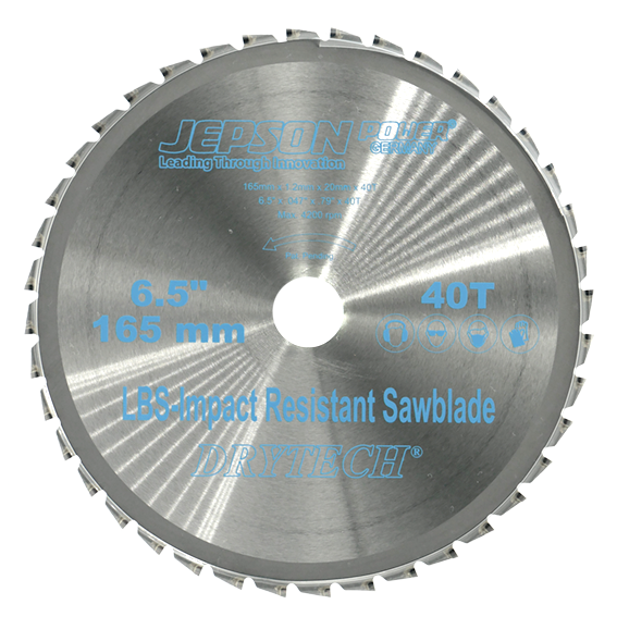 Hoja de sierra con punta de carburo Drytech® de 6 1/2'' LBS resistente a impactos ø 165 mm / 40T para acero (pared delgada)