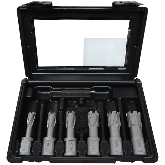 Carbide core drill set Ø30 mm 1x12, 1x14, 1x16, 1x18, 1x20, 1x22 mm + pilote pin