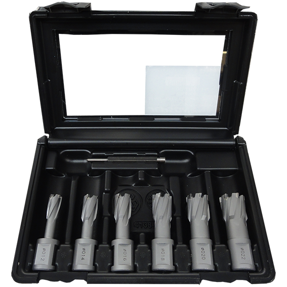 [490148] Juego de brocas de metal duro Ø30 mm 1x12, 1x14, 1x16, 1x18, 1x20, 1x22 mm + pasador piloto