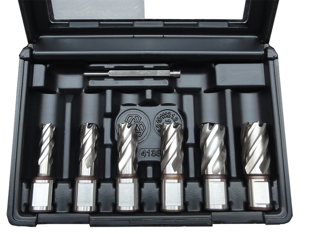 HSS-Co Kernbohrerset 30mm x Ø 12, 14, 16, 18, 20, 22 + Auswerfstift