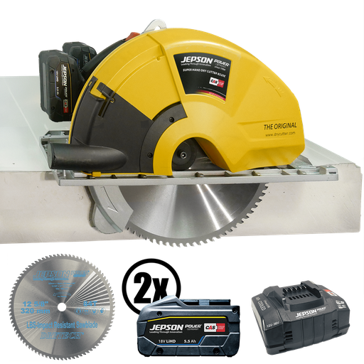 [608270E] Super Hand Dry Cutter 8320E 36V with Ø 320/84T LBS saw blade (special for cordless circular saw), 2 batteries and 230V charger