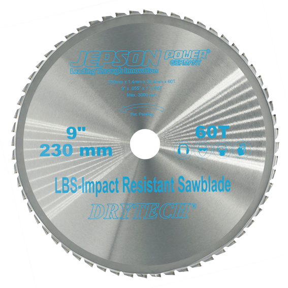 [72223060] Hoja de sierra con punta de carburo Drytech® de 9'' LBS resistente a impactos ø 230 mm / 60T para acero (pared delgada)