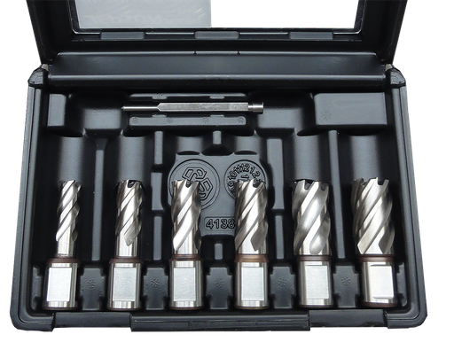 [490145] HSS-Co Kernbohrerset 30mm x Ø 12, 14, 16, 18, 20, 22 + Auswerfstift